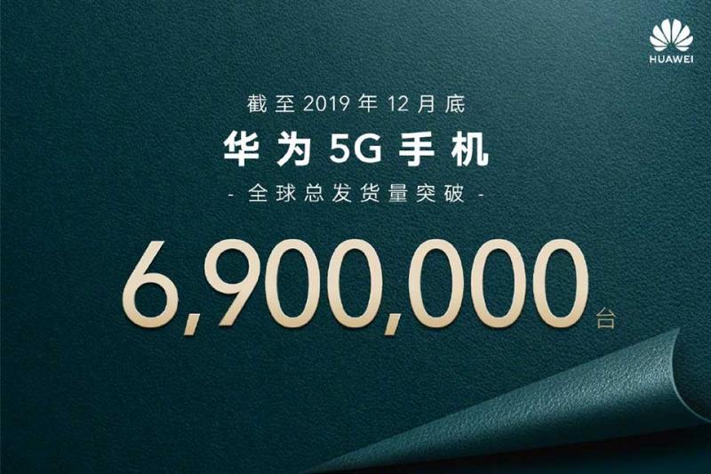 Lượng điện thoại di động 5G toàn cầu của Huawei vượt quá 6,9 triệu chiếc trong năm 2019
