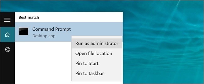 Mở Command Prompt dưới quyền Admin trên Windows 10