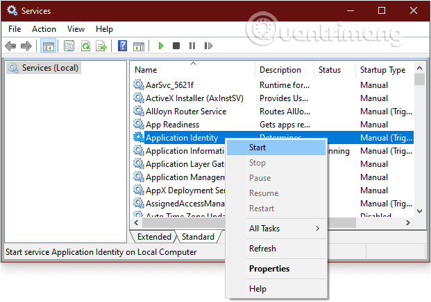 Khởi động Application Identity Service