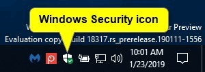 Di chuột qua icon Windows Security