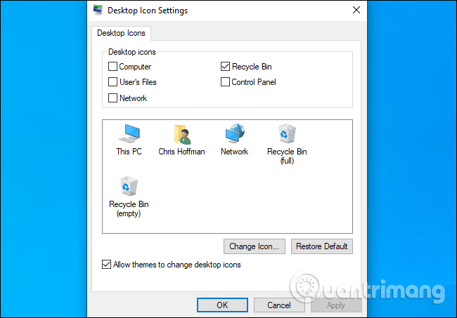 Kiểm soát icon desktop