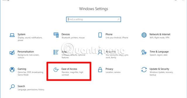 Truy cập ứng dụng Windows Settings