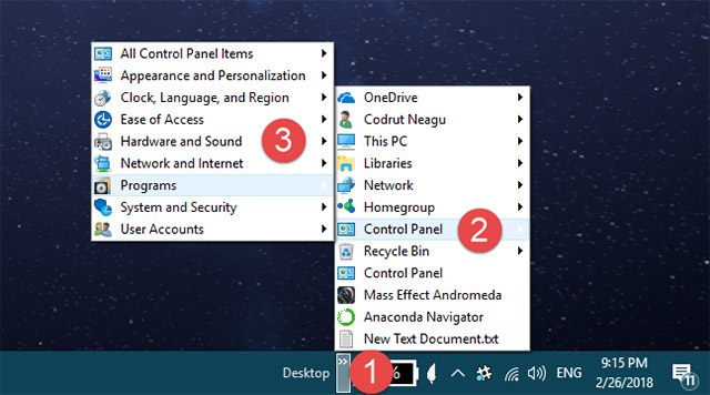 Thao tác này sẽ giúp gắn thêm một thanh công cụ Desktop vào bên phải của thanh tác vụ