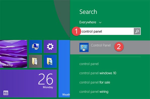 Trong Windows 8.1, bạn chuyển sang màn hình Star và cũng nhập từ khóa 