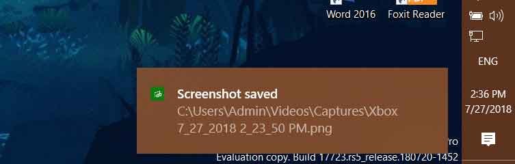 Screen shot windows 10 bằng game bar notification