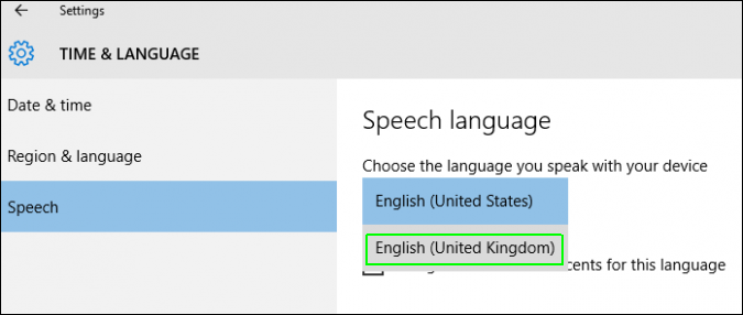 Select speech language