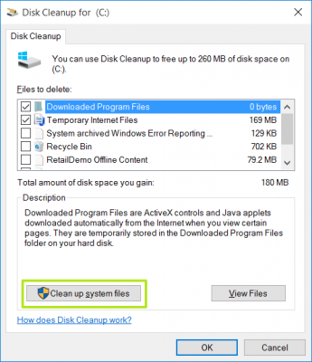 Click Clean up system files