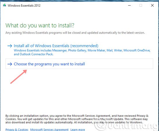 Choose the programs you want to install
