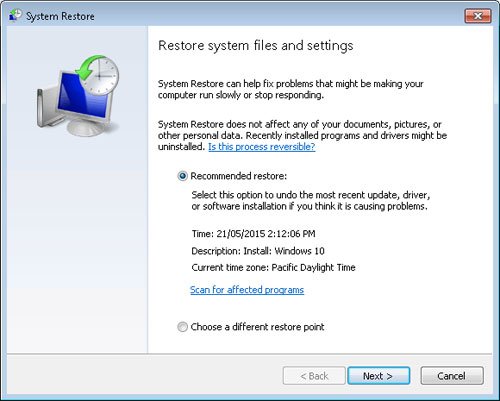 Gỡ bỏ cập nhật Windows 10 Technical Preview trong Windows 7/8.1