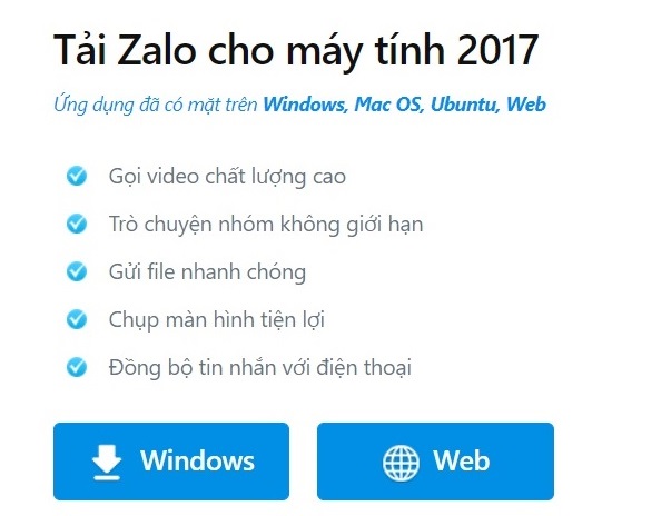 Tải Zalo cho máy tính 2017