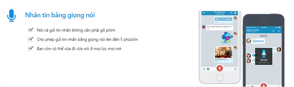 Chức năng nhắn tin bằng giọng nói tạo sự thuận tiện cho người dùng.