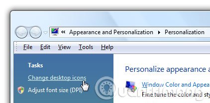 Thêm biểu tượng trong Windows 7.8 và Vista