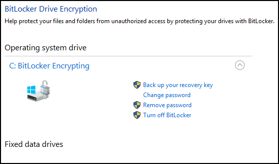  C: BitLocker Encrypting