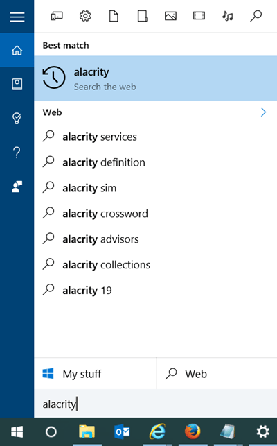 nhập một gợi ý cho Cortana vào khung Search