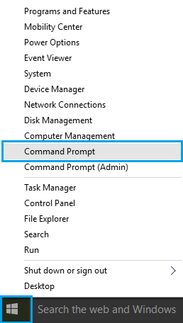 click chọn Command Prompt