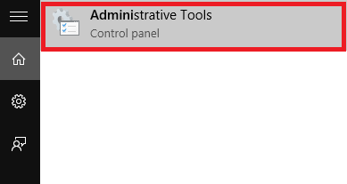 Mở Administrative tools