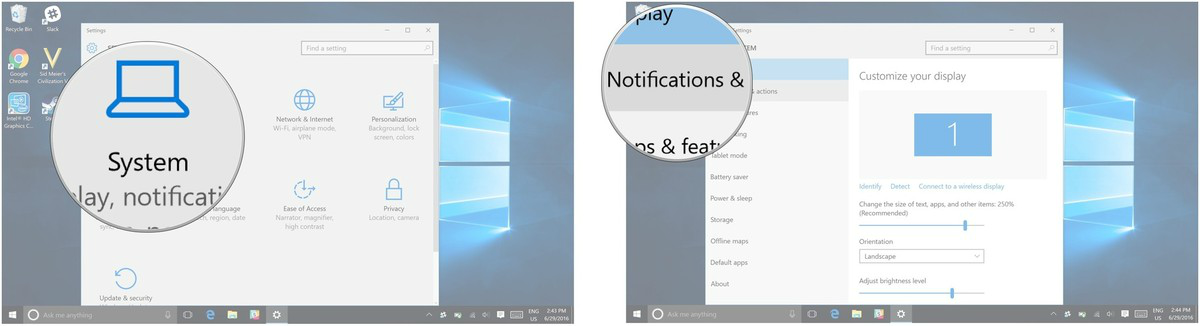  chọn Notifications and actions