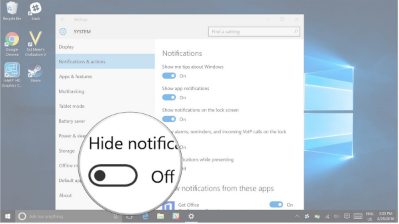 tùy chọn Hide notifications while presenting sang OFF