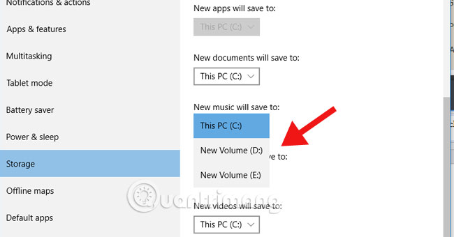 Đổi folder lưu dữ liệu mặc định trong Windows 10