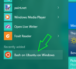 chọn Bash on Ubuntu on Windows