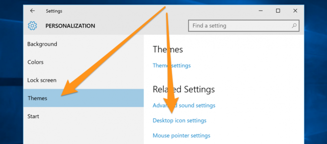 chọn Desktop icon setting 
