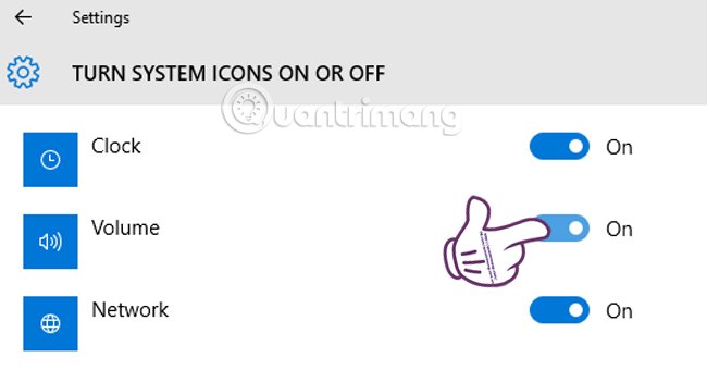Turn system icon on or off