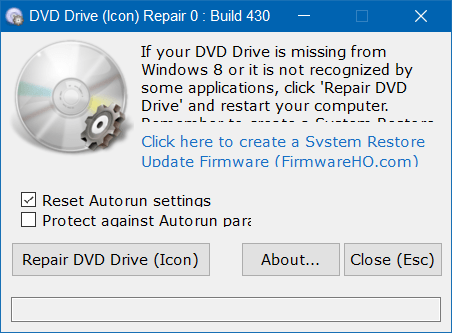 chọn Repair DVD Drive (Icon)