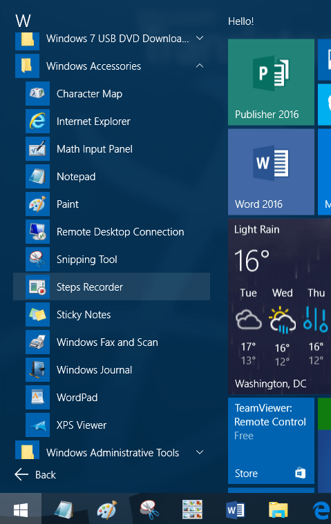 lỗi thiếu Accessories trên Start Menu Windows 10
