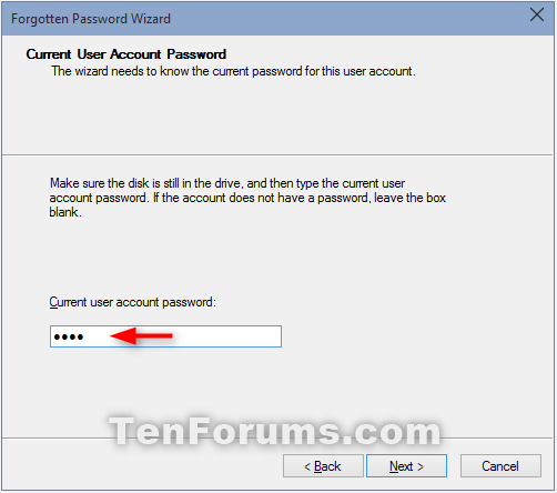 Nhập mật khẩu tài khoản Local User