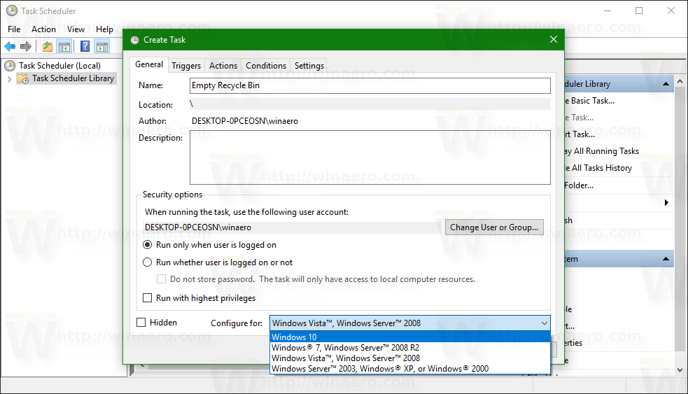 Tại mục Configure, chọn Windows 10