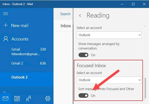 Kích hoạt tính năng Focused Inbox