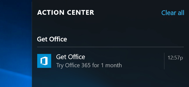 Tắt gợi ý Get Office trên Windows 10