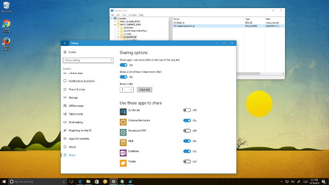 Kích hoạt mở trang cài đặt (Share page) ẩn trên ứng dụng Settings Windows 10