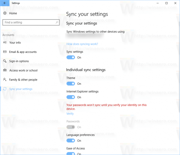 Sync your settings