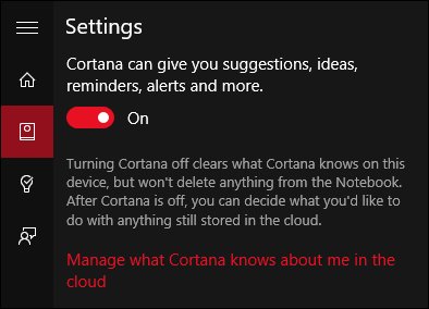 Tắt tính năng hỗ trợ của Cortana
