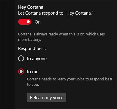 Tính năng chào hỏi từ Cortana