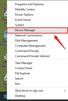 chọn tùy chọn có tên Device Manager