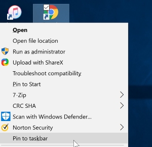Kích chuột phải vào ứng dụng và chọn Pin to taskbar
