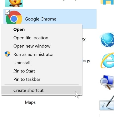 Kích chuột vào Create Shortcut