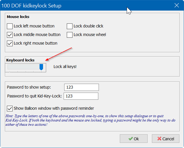 Sử dụng Kidkeylock để đặt mật khẩu sử dụng cho bàn phím và chuột trên Windows 10