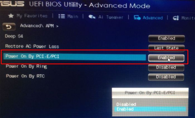Bật tính năng Wake-on-LAN trong BIOS