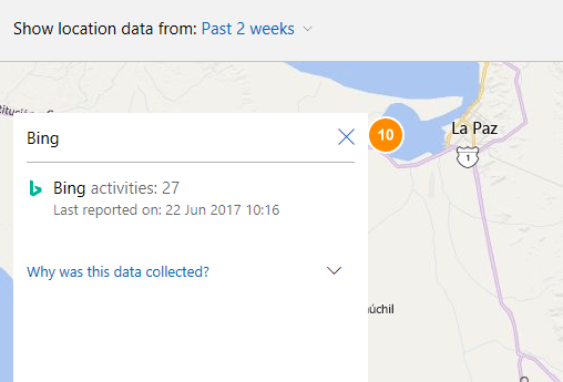 Theo dõi địa điểm trên Bing
