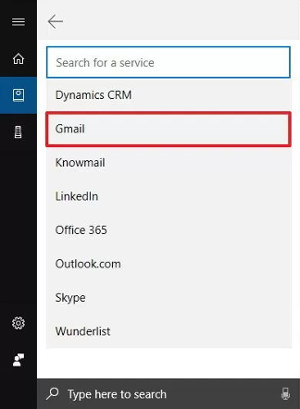 Chọn Gmail từ danh sách