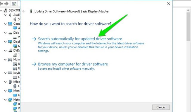 Nhấp vào để tìm kiếm tự động phần mềm driver cập nhật