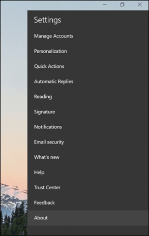 Click vào phần About của Mail