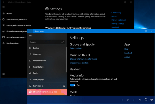 Phần About của Windows Defender