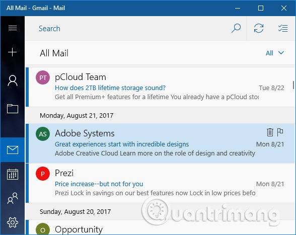 Dịch vụ Mail trên Windows 10