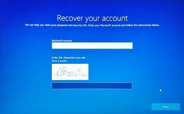 Cách reset mật khẩu tài khoản Microsoft từ màn hình đăng nhập Windows 10 Fall Creators Update
