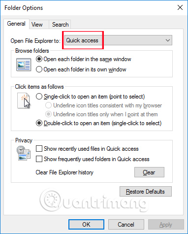 Mở Quick access