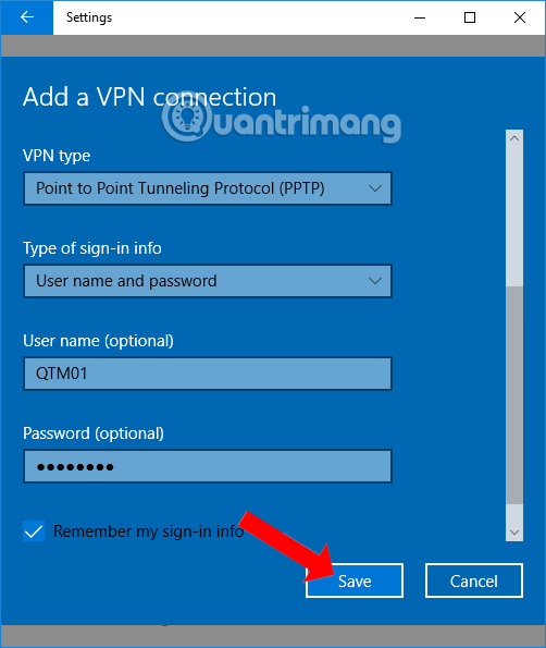 Thiết lập cho mạng VPN